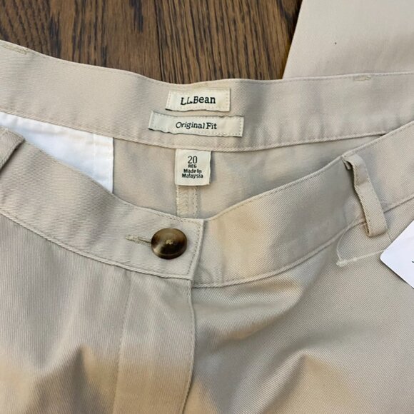 (2) L.L. Bean Original Fit chinos navy cropped pants & khaki pants 20R NWT women - Picture 5 of 12